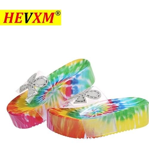 2021 New Rhinestone Art Style Women Slippers Women Fashion Slope Sexy Thick Soled Platform Slippers Tide Shoes Woman Summer Shoe