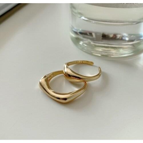 925 Sterling Silver Irregular French Gold Korean Fashion Elegant Party Geometric Wedding Ring Jewelry for Women Gift 2020 New