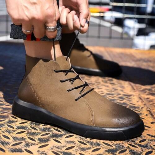 Winter Martin boots cowhose high-help shoes snow big mens shoes British boots casual round head plus velvet warm snow boots