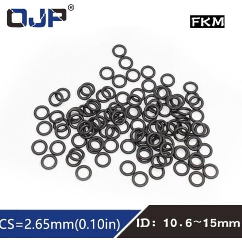 10PCS/lot Fluorine rubber Ring Black FKM O ring Seal CS 2.65mm ID10.6/11.2/11.8/12.5/13.2/14/15mm Rubber O-Ring Seal Ring Gasket