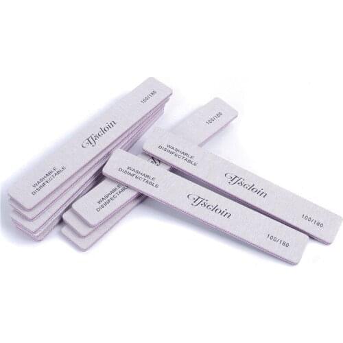 10pcs/lot Sandpaper Nail Files for Gel Nails 100/180 Professional Manicure Buffer Pedicure Double-sided Washable Nail Tools