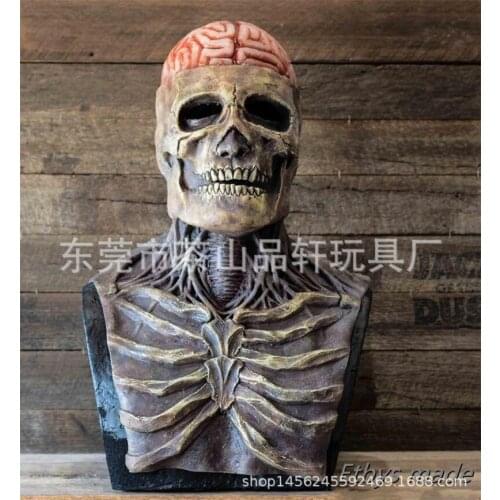 2021 The Latest Skeleton Biochemical Mask with Brains Halloween Party Cosplay Props Latex Full Head Cover Mask