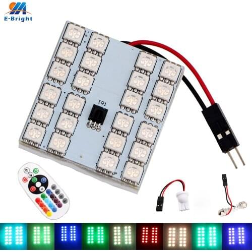 2X bulbs 12V 5050 24 SMD RGB 480LM Controller Car Licence Plate Light Auto housing Interior Dome Reading Lights Festoon/T10