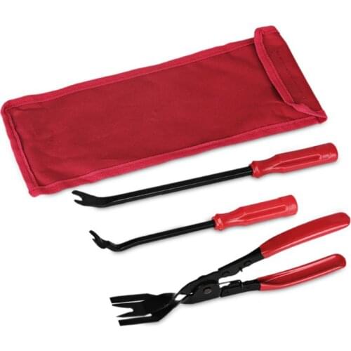 3pcs/Set Auto Car Door Panel Remover Clip Trim Auto Fastener Pliers Puller Tool Retaining Clip Remover Pry Bar Tool + Nylon