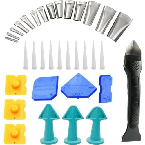 34 Pcs 3 In 1 Caulking Tool Kit Grout Remover Stainless Steel Caulking Nozzle Applicator Gun Remover Tool Silicone Calk