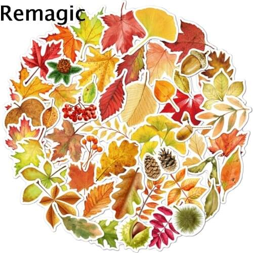 55pcs Autumn Leaves Cartoon Animation Sticker ForComputer Motorcycle Skateboard Guitar Toy Game Machine Children Gift