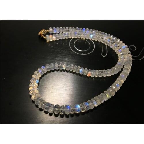 AAAA moonstone roundel faceted 3.5-4mm 38cm necklace 14k plated clasp wholesale nature beads FPPJ