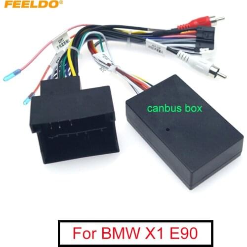 FEELDO Car Stereo Audio 16PIN Android Power Cable Adapter With Canbus Box For BMW X1 E90 Power Cable Wiring Harness