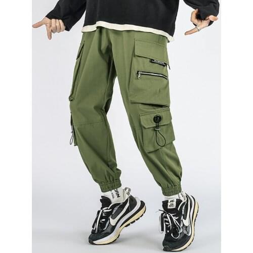 GlacialWhale Mens Cargo Pants Men Fashion 2021 Side Pockets Joggers Green Harajuku Japanese Streetwear Trousers Male Pants Men