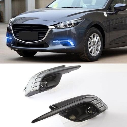 CSCSNL 1 Pair DRL Daytime Running Lights fog lamp cover headlight 12V Daylight For Mazda 3 Mazda3 Axela 2017 2018