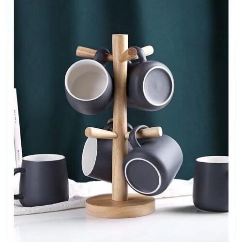 Tree Shape Wooden cup holder rack Coffee Tea Cup Holder Practical Drying Cups Storage Rack Holder Drinkware Shelf Six Brackets