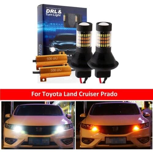 DRL LED Canbus DRL Car LED Running Lights Turn Signal Dual Mode External T20 7440 WY21W For Toyota Land Cruiser Prado 150 2011