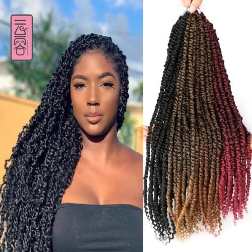 Synthetic Pre Looped Passion Twist 24Inches 16Strands Bomb Twist Crochet Braiding Hair YunRong Faux Locs