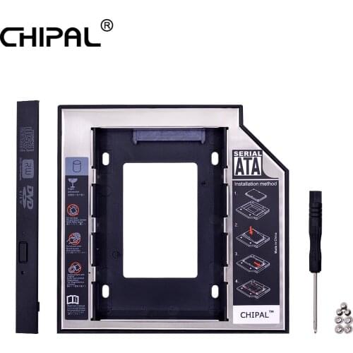 CHIPAL 10PCS Second HDD Caddy 12.7mm SATA 3.0 for 2.5" SSD Case Hard Disk Enclosure with LED Indicator for Notebook ODD DVD-ROM