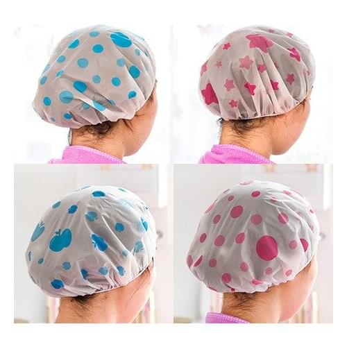 1pc Hot Selling Thick Elastic Shower Cap Waterproof Shower Cap Bath Accessories Ladies Spa Bath Cap Hair Salon Bathroom Supplies