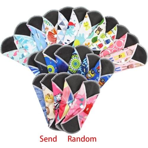 Flower Printed Washable Pad Cloth Menstrual Pads Reusable Bamboo Washable Sanitary Napkins The Absorbent Reusable Panty Liners