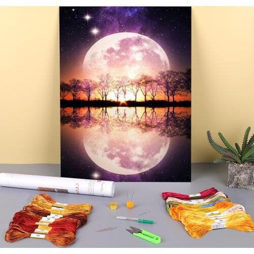 Nature Printed 11CT Cross-Stitch Set DIY Embroidery DMC Threads Hobby Sewing Painting Knitting Wholesale Floss