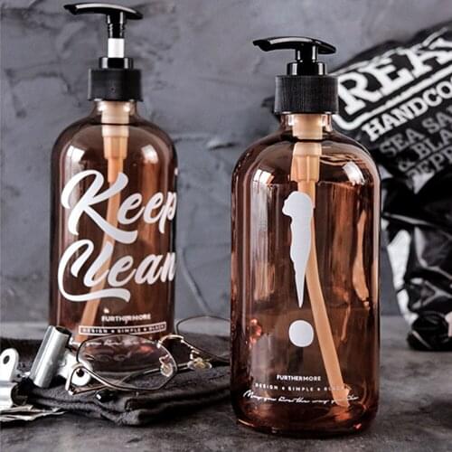 Nordic 500ml Liquid Storage Bottle Glass Empty Bottle Bathroom Soap Dispenser for Shampoo Shower Gel Hair Conditioner