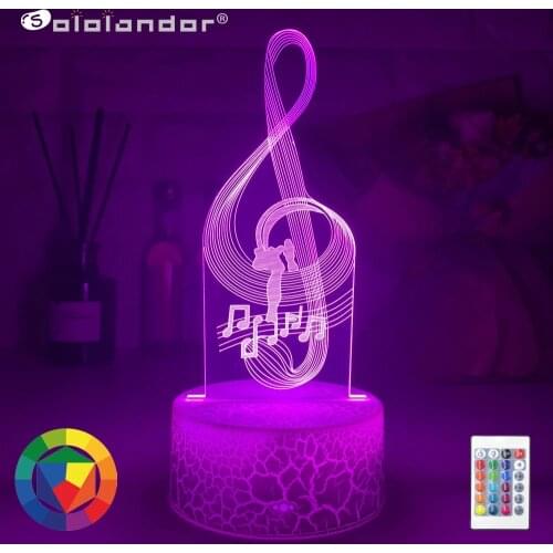 Newest 3d Illusion Baby Night Light Musical Note Hologram Nightlight Led Touch Sensor Colorful Usb Battery Powered Bedside Lamps