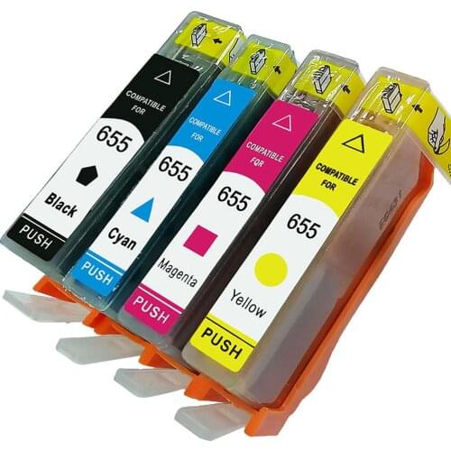New 4Pcs Compatible Ink Cartridges for HP 655 Deskjet 3525 4615 4625 5525 6520 6525