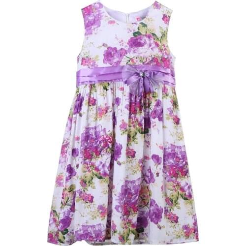 Newborn Baby Girl Clothes Girls Kids Princess Wedding Party Purple Flower Bow Gown Full Dresses Sleeveless O-neck Cotton New