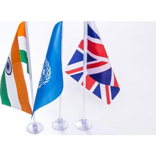 Plastic Rubber Suction Cups Wedding Car flag Decoration Transparent Sucker Cups Flag Custom 14*21 cm any National flag