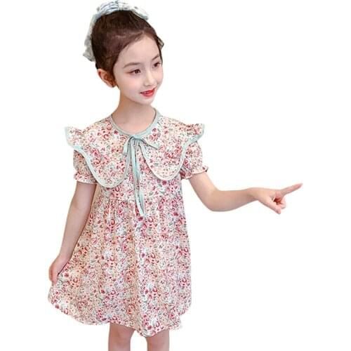 Girl Dresses Floral Pattern Girls' Dresses Summer Children Party Dresses Casual Style Clothes Girl 6 8 10 12 14
