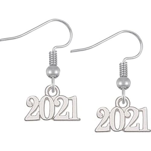 Drop Ship Factory Directly Selling Class School Graduation Number 2021 Charm Hook Earring For Anniversary Gifts
