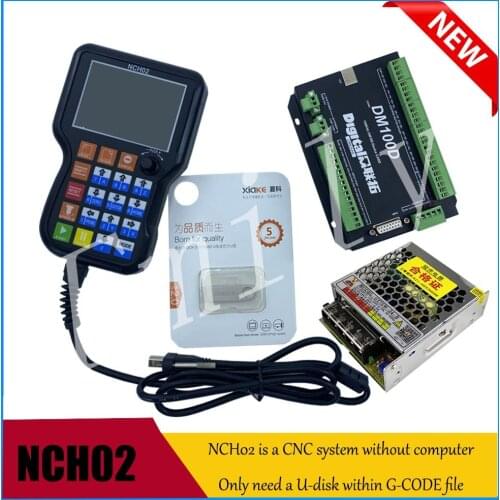CNC Handle Motion Controller NCH02 3/4/5axis(Optional)125 KHz Pulse U-Disk Read G-CODE + 24v 75W MEANWELL Switching Power Supply
