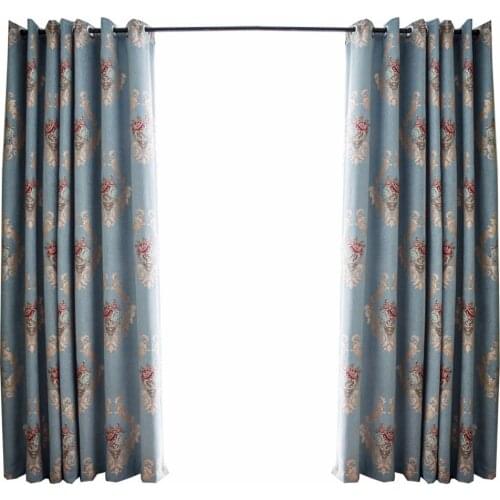 Custom Made European-style Cloth Jacquard high-precision Chenille Shade Blue Curtain Living Room Eco-Friendly Curtains Fabric
