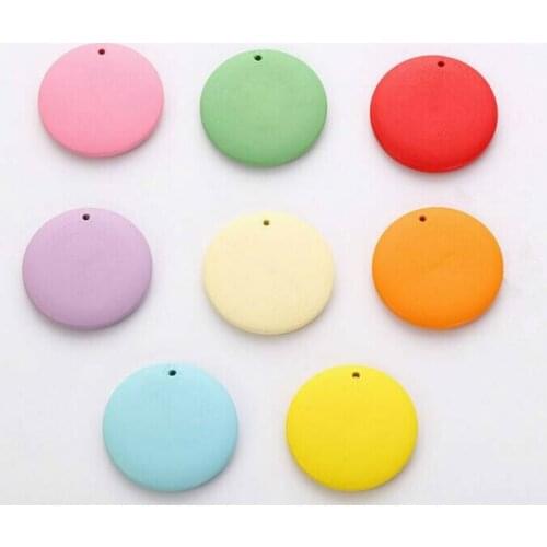 DIY 20pcs / pack Multicolor round wooden pendant handicraft earrings accessories 30mm decoration