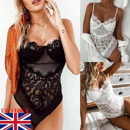 UK Stock Womens Sexy Lace Jumpsuits Lace Sleepwear