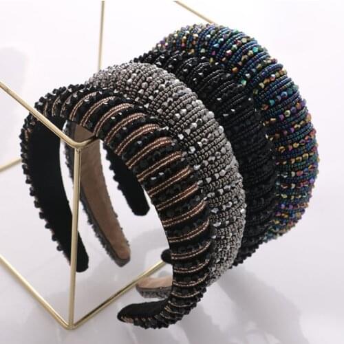 Vintage baroque hairbands women crystal pearl headbands