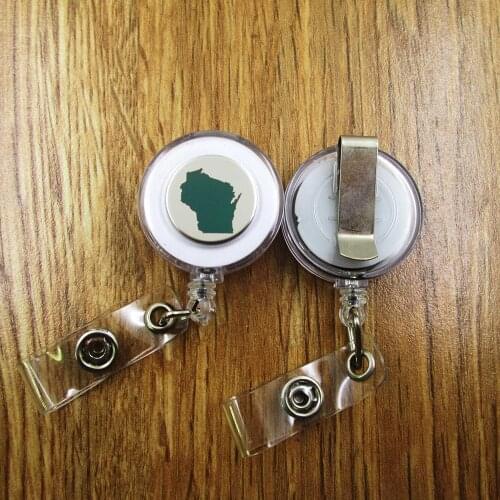 Wisconsin ID Badge Reel gift for him/her friend family retractable recoil id badge holder work fun