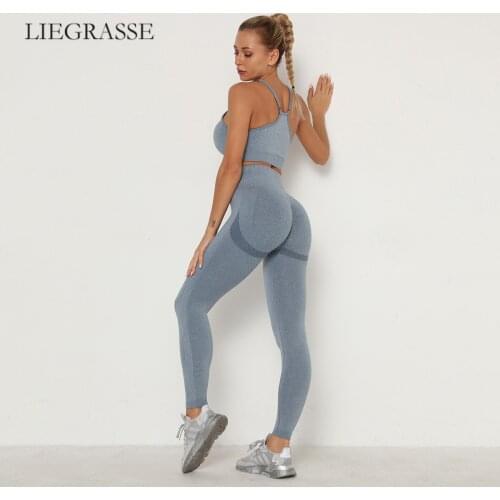 Liegrasse Seamless Yoga Set Women Fitness Sport Suits GYM Set Sportswear High Waist Running Leggings Workout Pants Female Bras