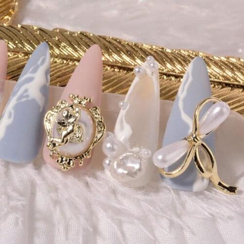 1pc Shiny Rotatable Pearl Angel Bowknot 3D Nail Art Decor Tips Sequins DIY Decals for Nail Arts Nail Accessories