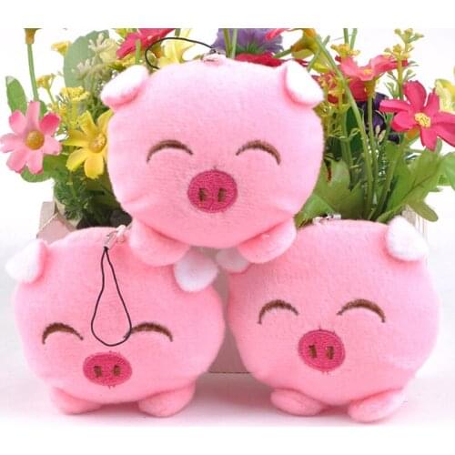 1 PC Ring Cartoon Pink Pig Ball Keychain Pompom Pendant Girl Women Bag Auto Party Gift Kid Toy