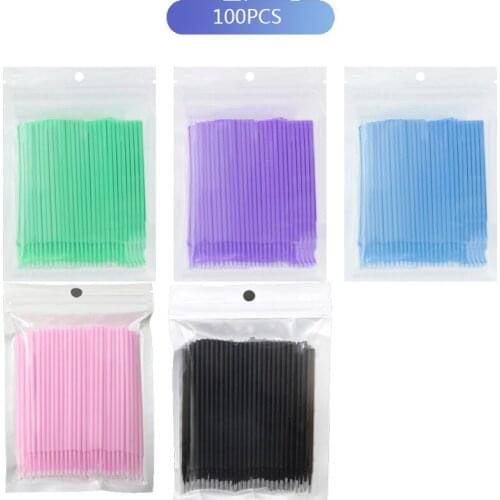100Pcs/ Wholesale Disposable Eyelash Micro Brushes Mascara Swab Eyelash Extension Brushes Applicator Wands Makeup Tools Kit