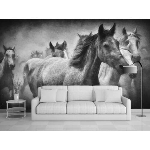 2019 custom 3d Horse black and white oil painting creative background wall TV sofa photo wallpapers 3d living 3d wallpaper