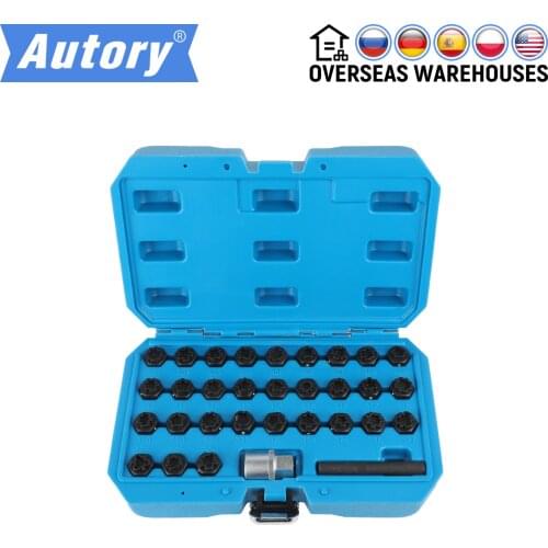 32PCS Car Locking Nut Key Wheel Nut Removal Tool Key Socket Anti-Theft Screw Sleeve 12.5mm For Mercedes 301 330