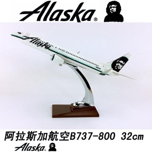 32cm ALASKA airlines 1/144 SCALE airplane model toys B737-800 aircraft diecast plastic alloy plane gifts for kids