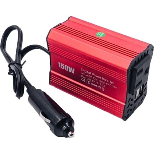 150W Car Power Inverter DC 12V to 110V AC-Converter Dual USB Charging Port Outlets Car Charger Adapter Cigarette Lighter