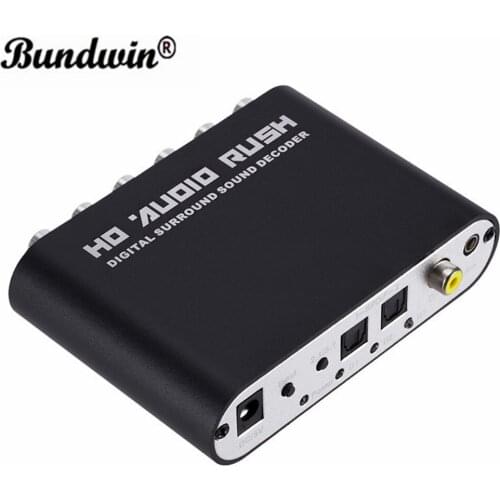 Bundwin 5.1CH audio decoder HD Audio Rush SPDIF Coaxial to RCA DTS AC3 Optical digital Amplifier Analog Converte amplifier