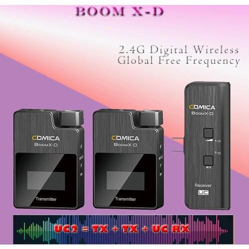 Presale COMICA BoomX-D D1 D2 UC1 UC2 2.4G Digital 1-Trigger-2 Wireless Microphone with Transmitter & Receiver Clip-on Microphone