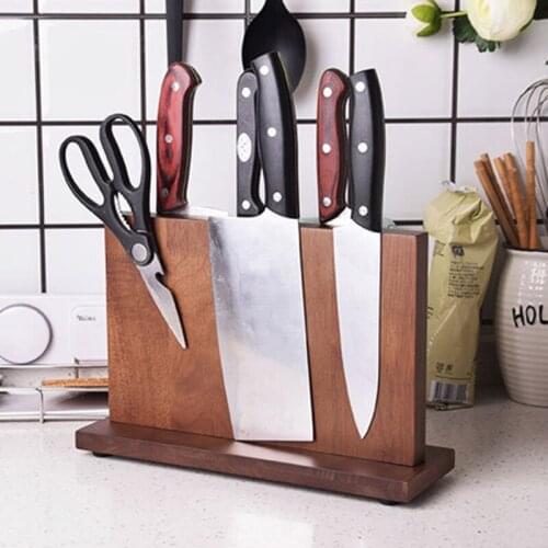Wooden Magnetic Knife Holder Double Side Kitchen Knife Block Large Capacity