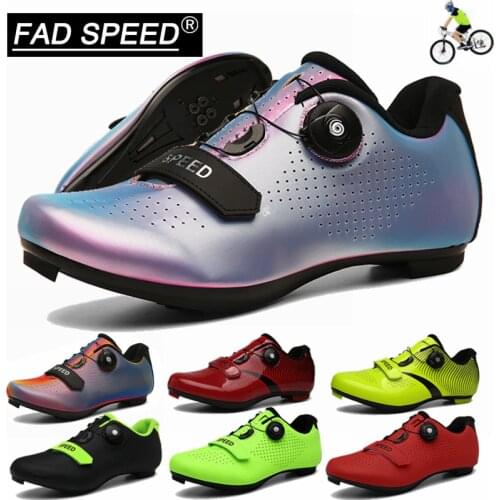 FAD SPEED Road Cycling Shoes Road Mtb Bike Shoes 5D Colorful Night Cycling Reflective Outdoor Non-slip Bicycle Road Lock Shoes