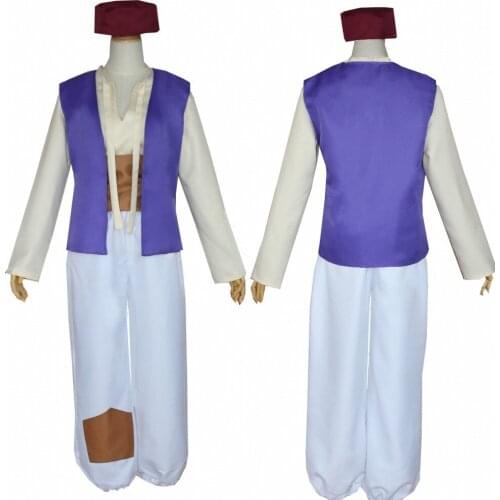 Halloween Men Aladdin Costumes Aladdin Lamp Genie Costume Adam Prince Fantasia Arab Clothing Child Boy Carnival