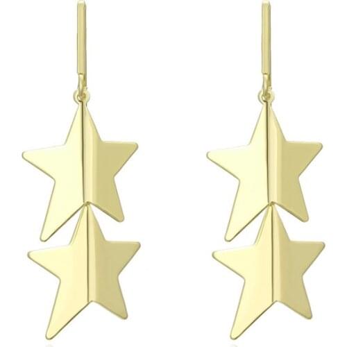 Personality Creative Golden Five-pointed Star Earrings Simple and Versatile Geometric Metal Earrings Female Valentines Day Gift