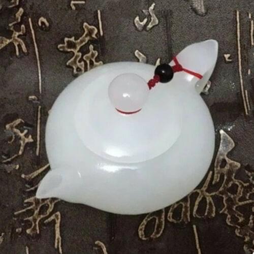 China natural white color jade smooth with small ornaments Handcarved teapot