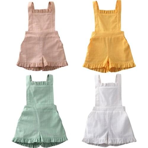 Toddler Baby Girls Kids Overalls Jumpsuits 6M-4T Kids Summer Romper Solid One-Pieces Sleeveless Casual Baby Jumpsuits 2021